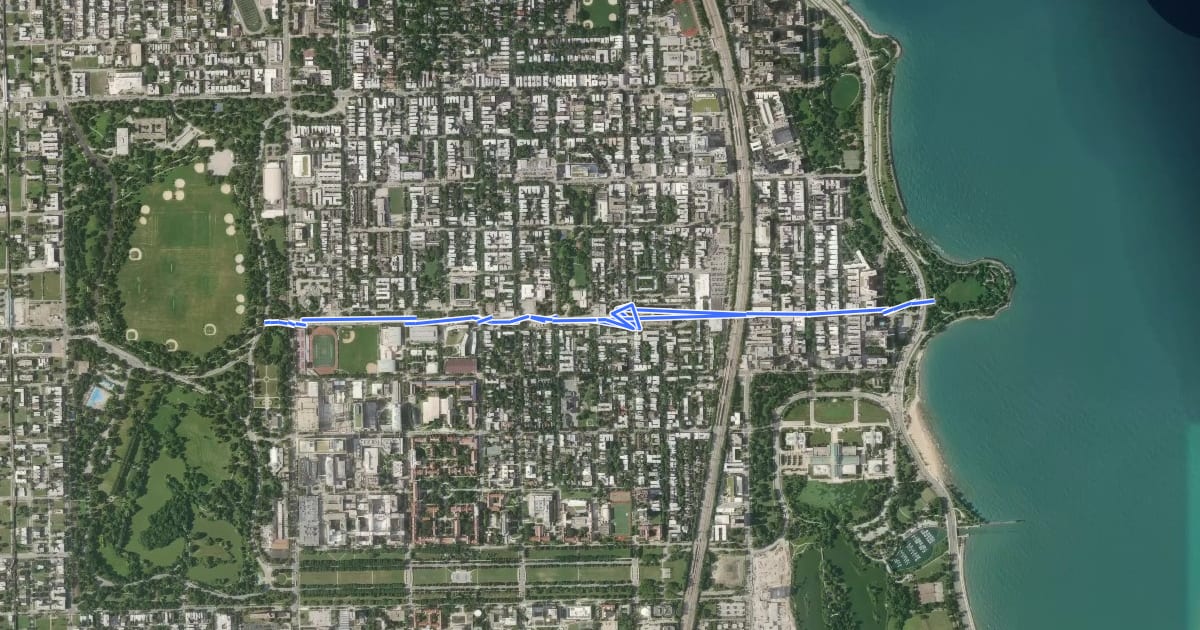 Маршрут Promontory Point - Washington Park на спутниковом снимке