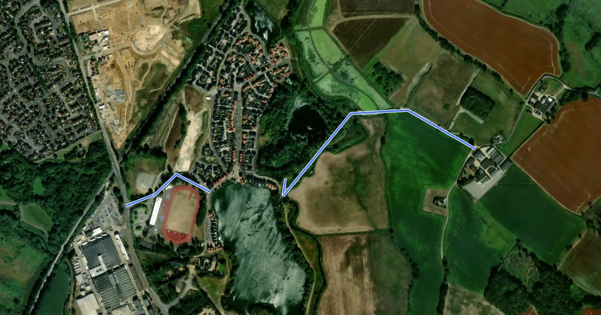 Маршрут Proposed NCN National Route 18 на спутниковом снимке