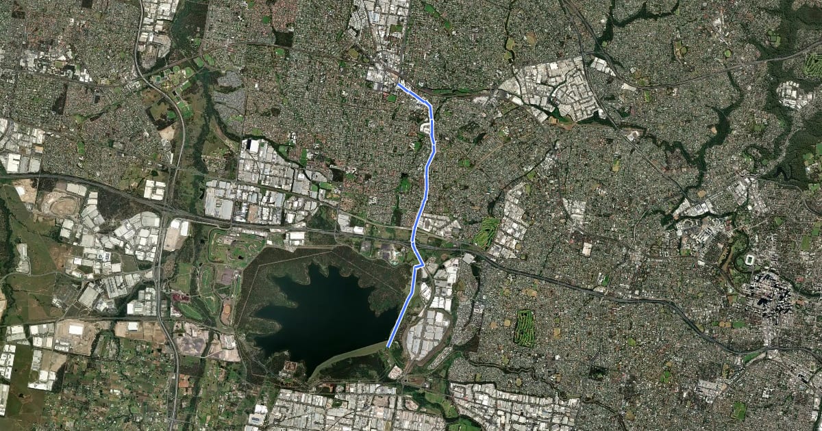 Маршрут Prospect - Blacktown на спутниковом снимке