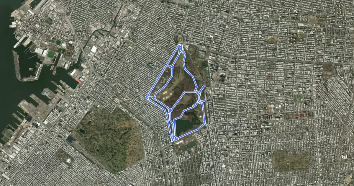 Маршрут Prospect Park на спутниковом снимке