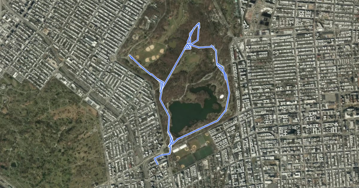 Маршрут Prospect Park Bridle Trail на спутниковом снимке