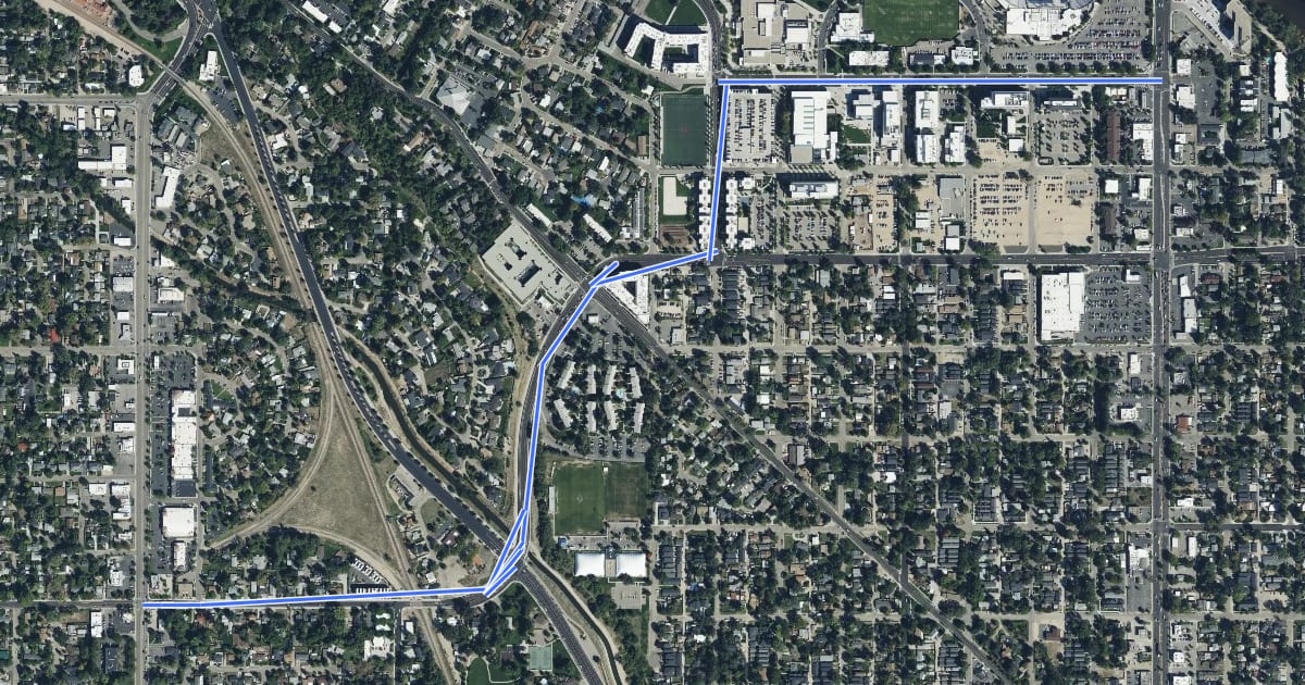 Маршрут Protest Hill Bikeway на спутниковом снимке