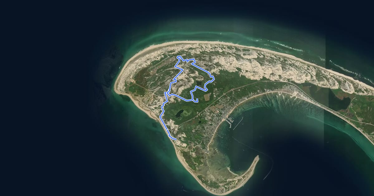 Маршрут Province Lands Bike Trail на спутниковом снимке