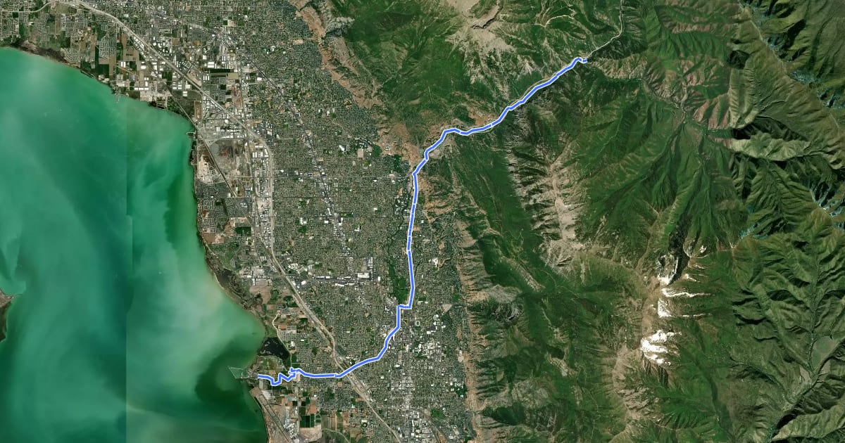 Маршрут Provo River Parkway на спутниковом снимке