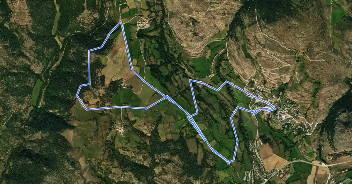Маршрут Prullans ruta dels Miradors на спутниковом снимке