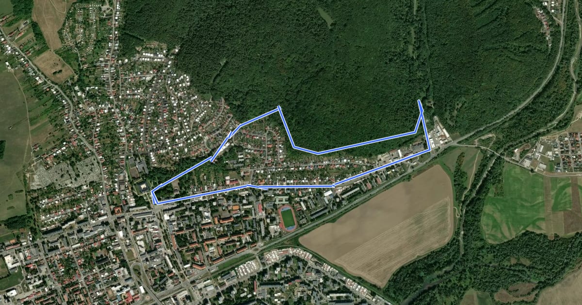Маршрут Prvá humenská nordic walking trasa на спутниковом снимке