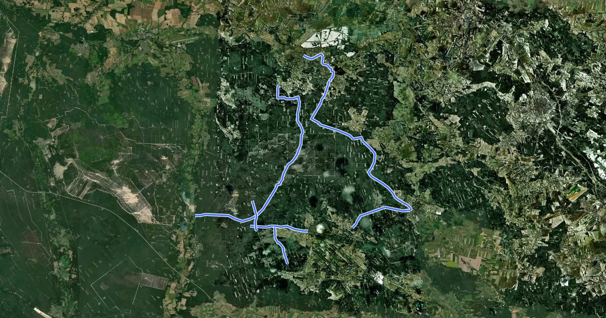 Маршрут Przemków - Gromadka - Przemków на спутниковом снимке
