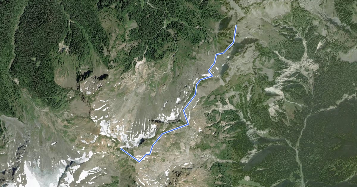 Маршрут Ptarmigan Ridge Trail на спутниковом снимке