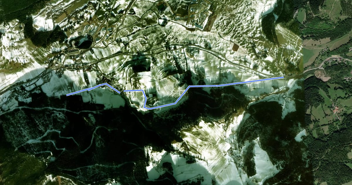 Маршрут Puchberg - Pfennigbach - Grünbacher Sattel на спутниковом снимке