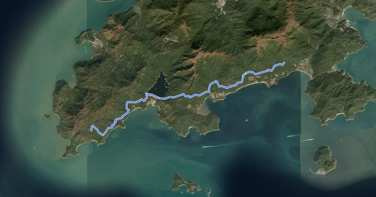 Маршрут Pui O to Kau Ling Chung Mountain Bike Trail на спутниковом снимке
