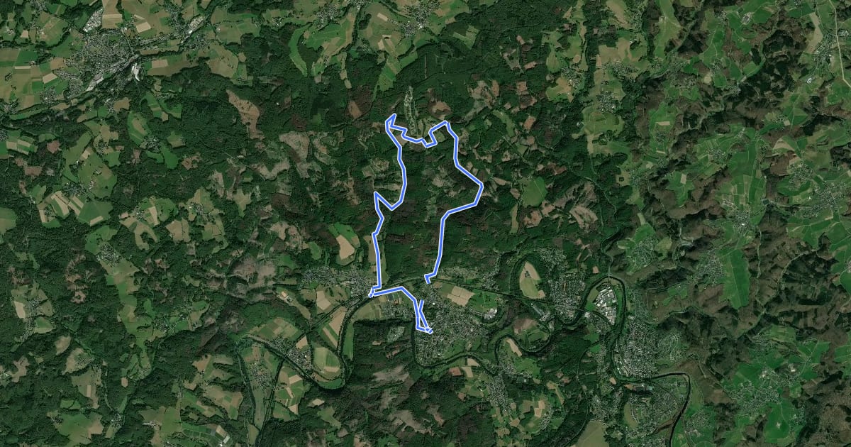 Маршрут Pulvermühlenweg (Erlebnisweg Sieg Nr. 13) на спутниковом снимке