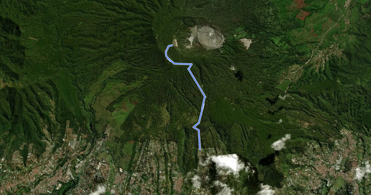 Маршрут Puncak Upas via CIkahuripan на спутниковом снимке