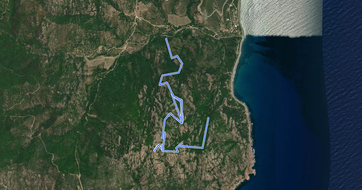 Маршрут Punta Cartucceddu climb на спутниковом снимке