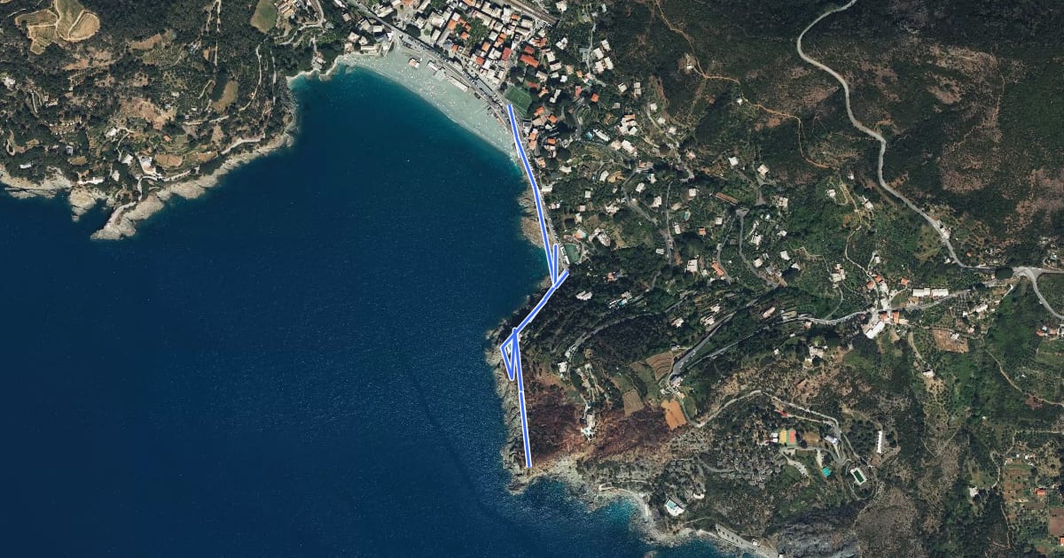 Маршрут Punta Levanto - Bonassola на спутниковом снимке
