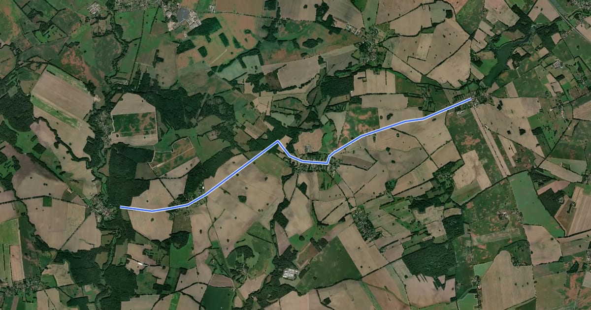 Маршрут Putlitz-Berge (78) - Meyenburg (97) на спутниковом снимке