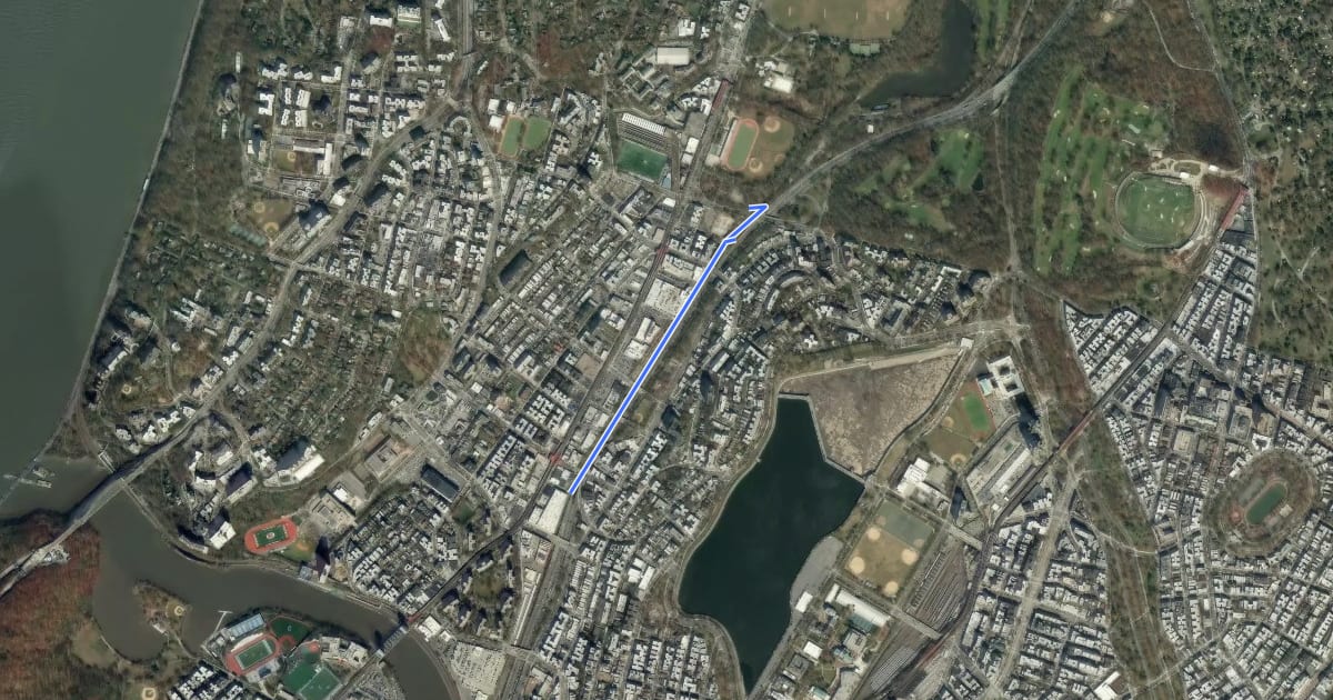 Маршрут Putnam Greenway (proposed) на спутниковом снимке