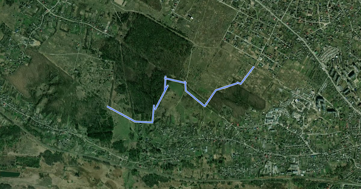 Маршрут Путрівка полем-лісом 🌳 на спутниковом снимке