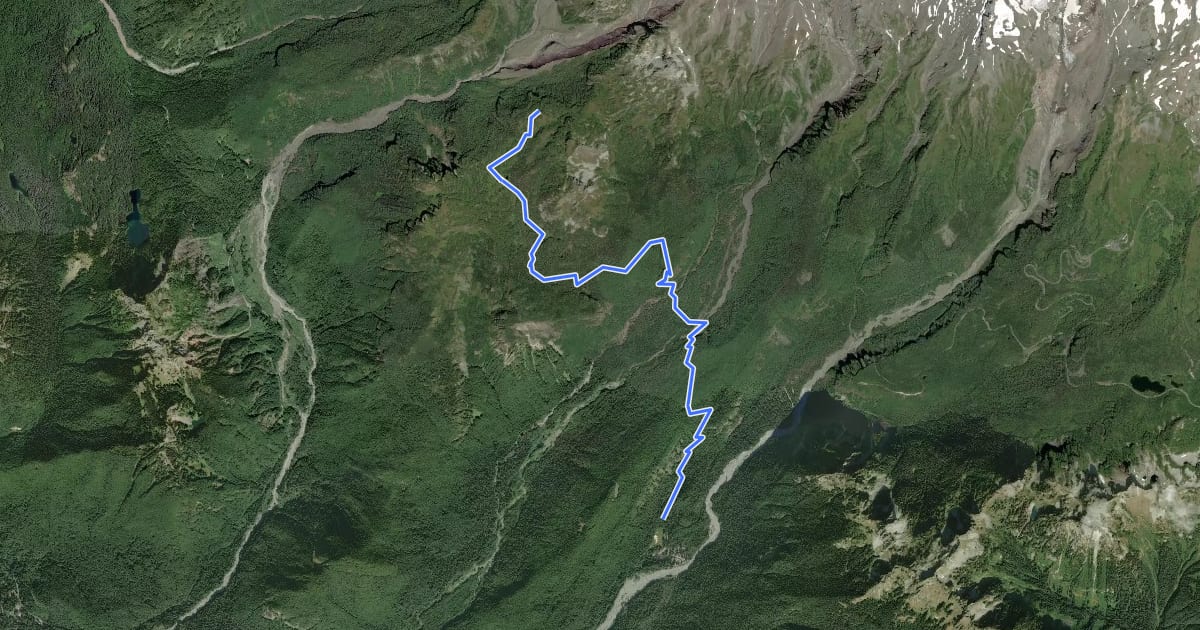 Маршрут Pyramid Peak via Longmire на спутниковом снимке