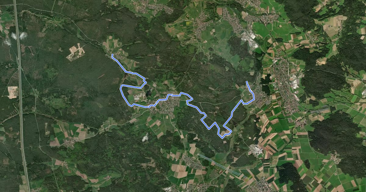 Маршрут Pyrbaumer Mühlenweg на спутниковом снимке