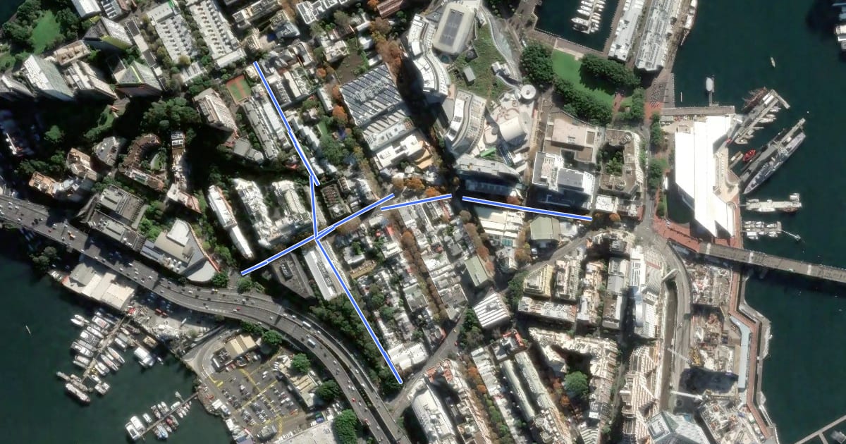 Маршрут Pyrmont на спутниковом снимке