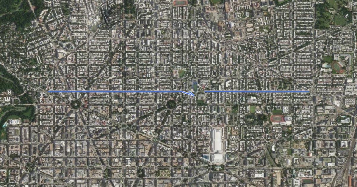 Маршрут Q Street Northwest на спутниковом снимке