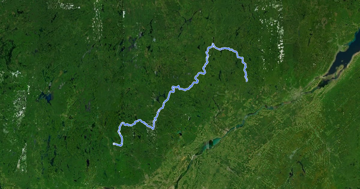 Маршрут Québec bikepacking traverse Segment III на спутниковом снимке