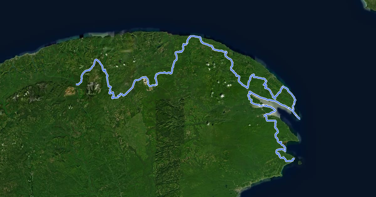 Маршрут Québec bikepacking traverse Segment VIII на спутниковом снимке