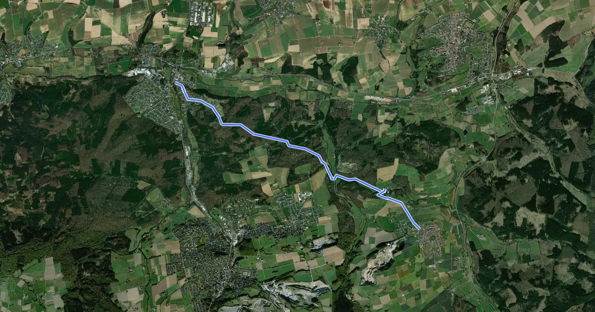 Маршрут Quadrat Belecke - Körtlinghausen - Kallenhardt на спутниковом снимке