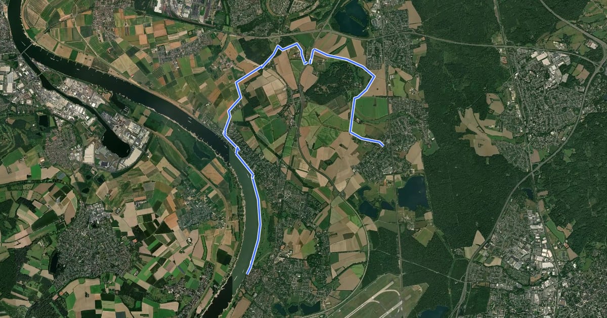 Маршрут Quadrat Kaiserswerth-Angermund на спутниковом снимке