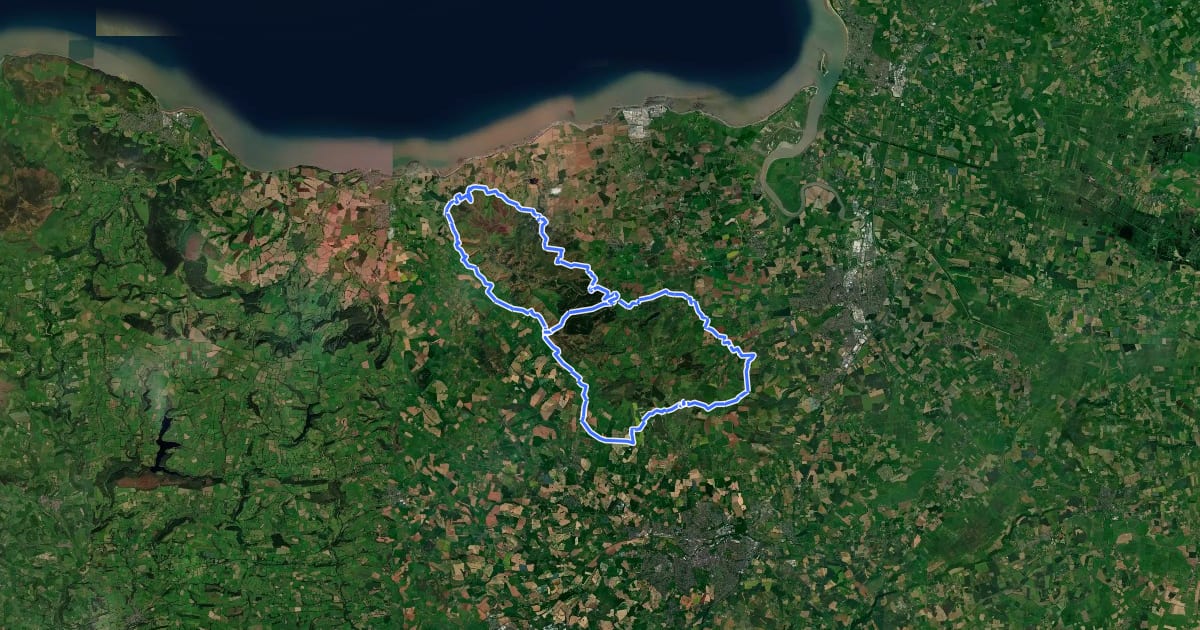 Маршрут Quantock Greenway на спутниковом снимке