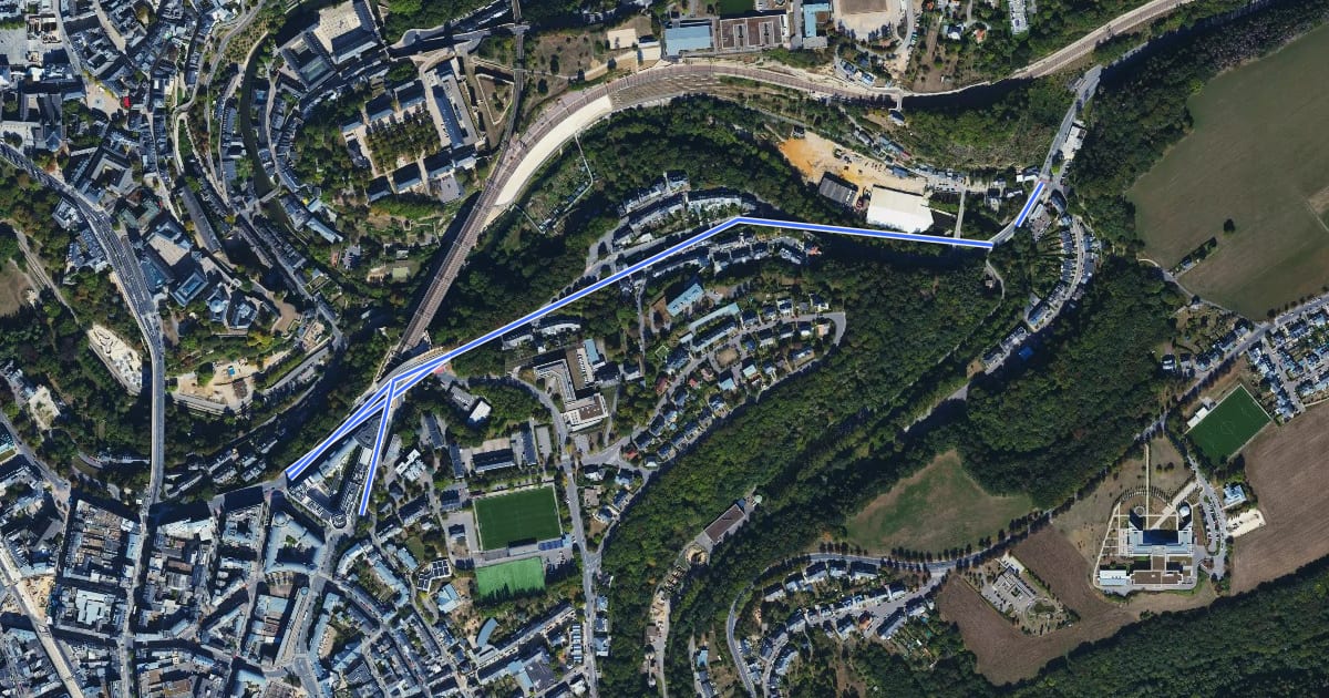 Маршрут Quartier Gare-PC1 на спутниковом снимке