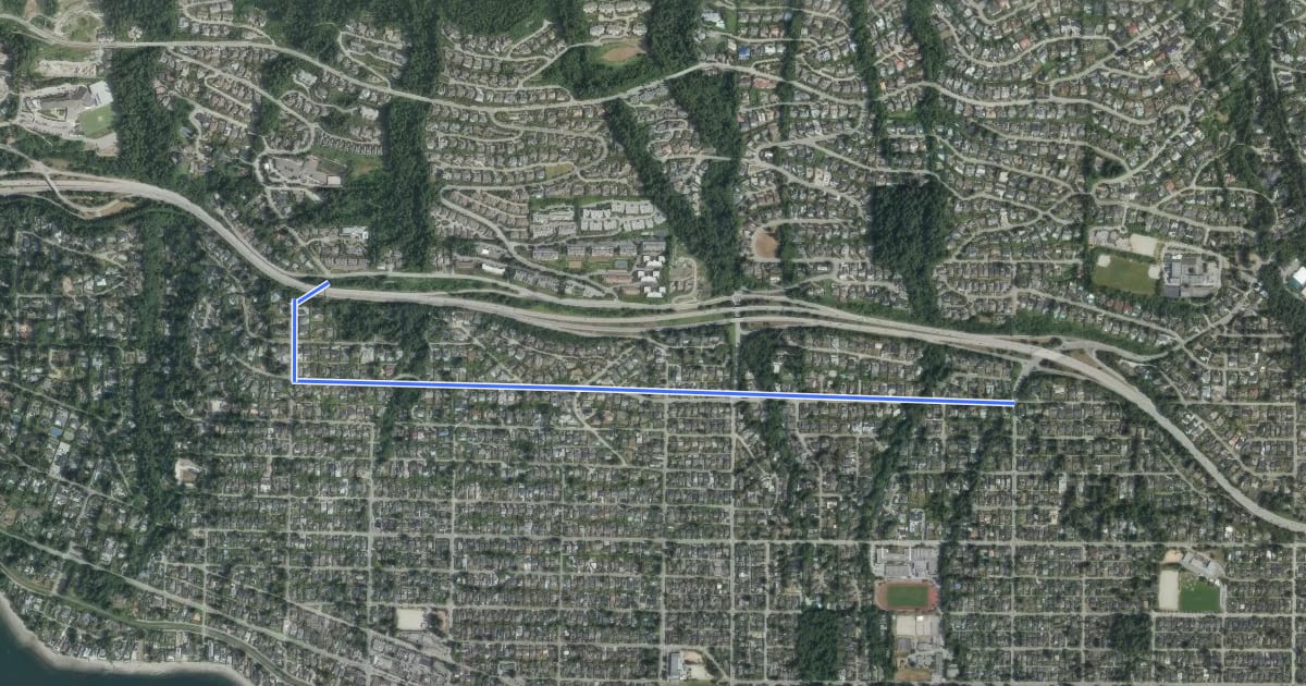 Маршрут Queens Ave на спутниковом снимке