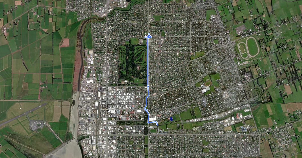 Маршрут Queens Drive Shared Path на спутниковом снимке