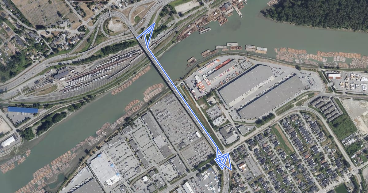 Маршрут Queensborough Bridge на спутниковом снимке