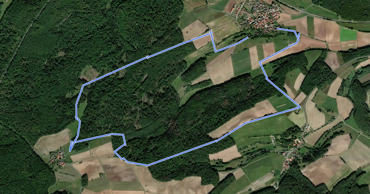 Маршрут Quellen um Jesserndorf (Hauptweg) на спутниковом снимке