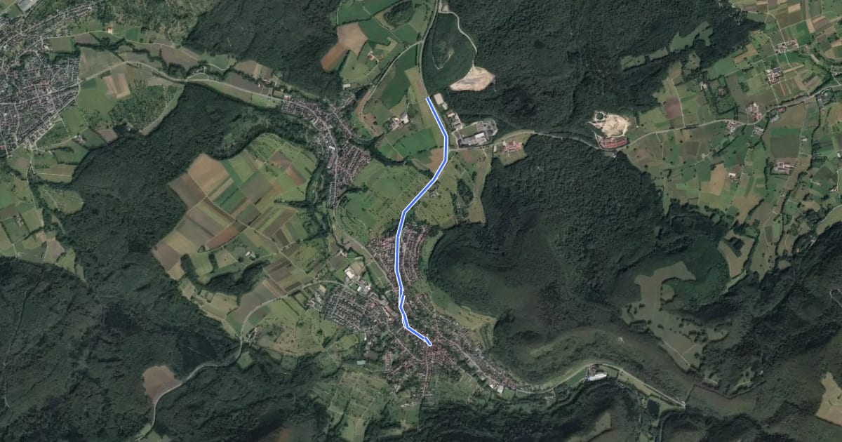 Маршрут Querweg Alteburg Gönningen на спутниковом снимке