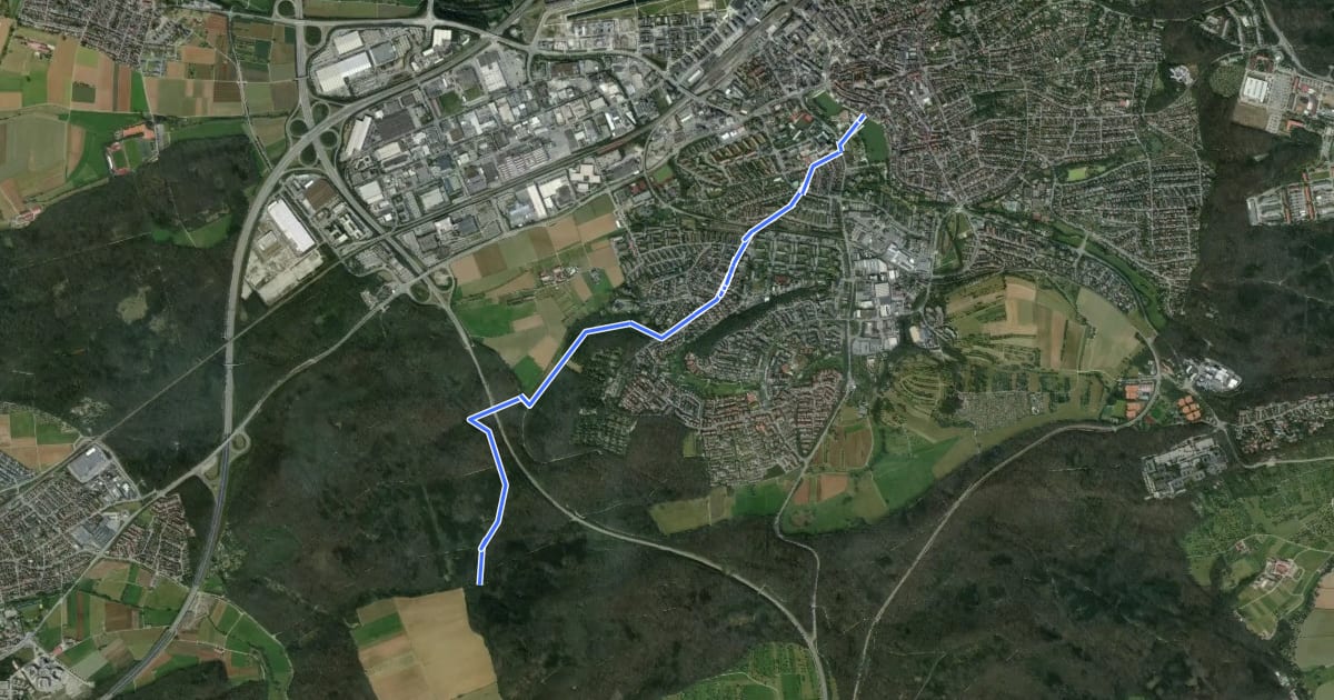 Маршрут Querweg Böblingen - Mauren на спутниковом снимке