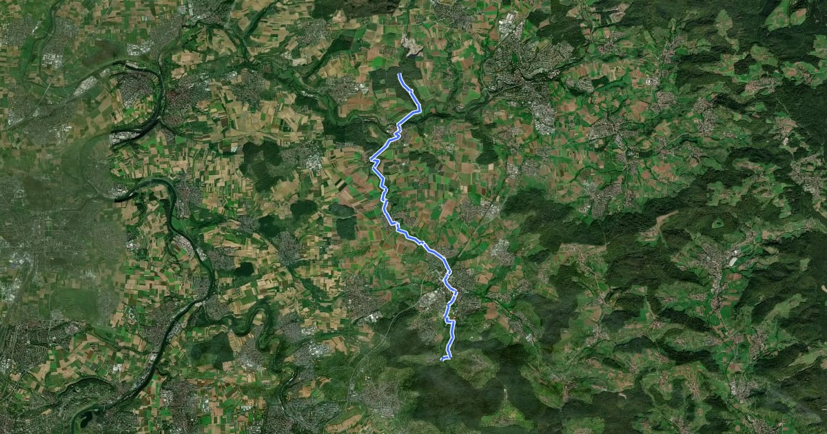 Маршрут Querweg des SAV (blauer Punkt) на спутниковом снимке