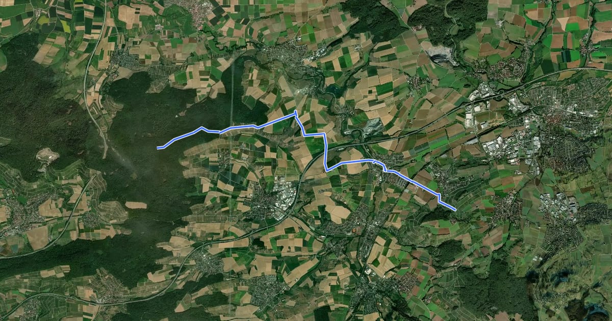 Маршрут Querweg des SAV (blauer Punkt) на спутниковом снимке