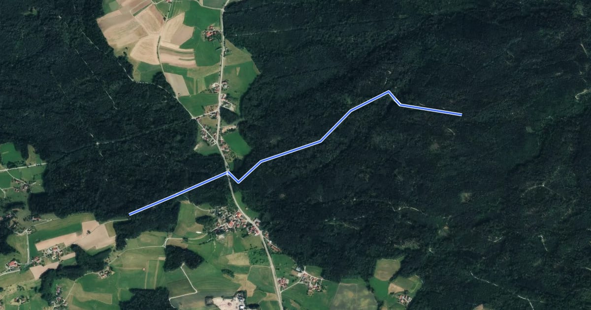 Маршрут Querweg des SAV (blauer Punkt) на спутниковом снимке
