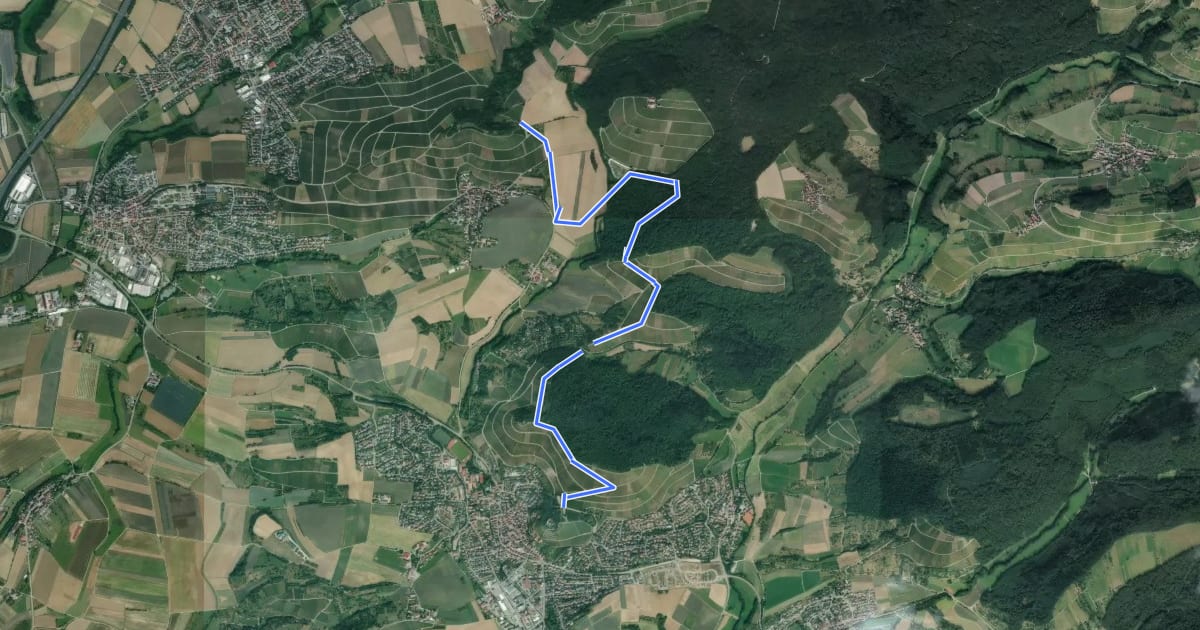 Маршрут Querweg des SAV (blauer Punkt) на спутниковом снимке