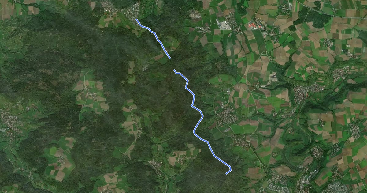 Маршрут Querweg des SAV (blauer Punkt) на спутниковом снимке