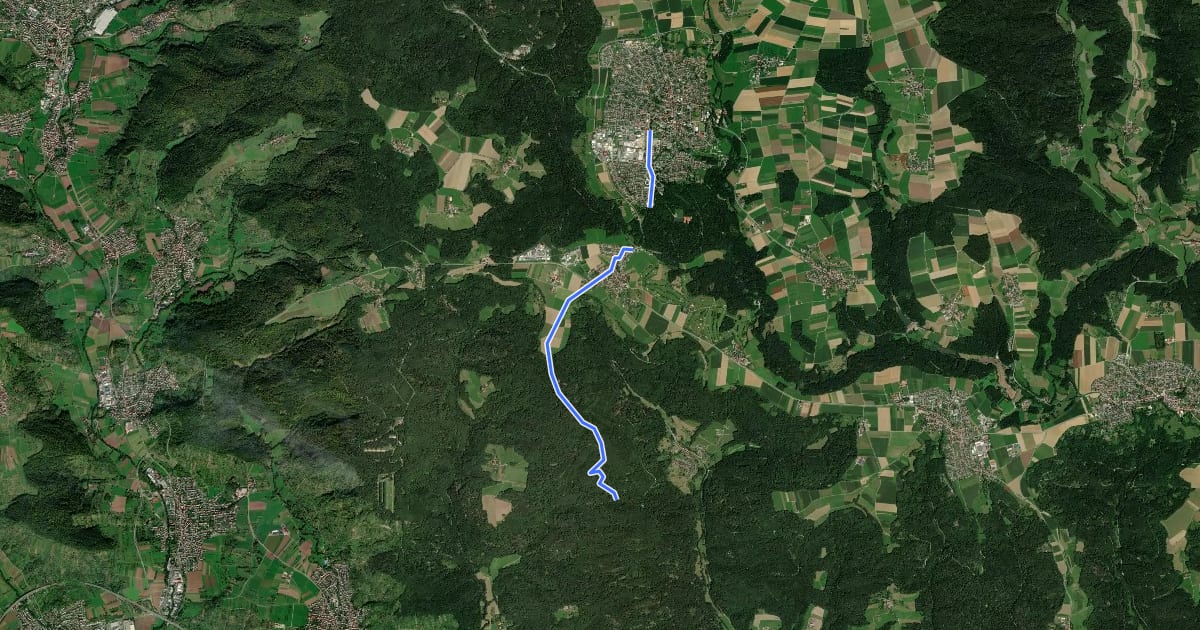 Маршрут Querweg des SAV (blauer Punkt) на спутниковом снимке