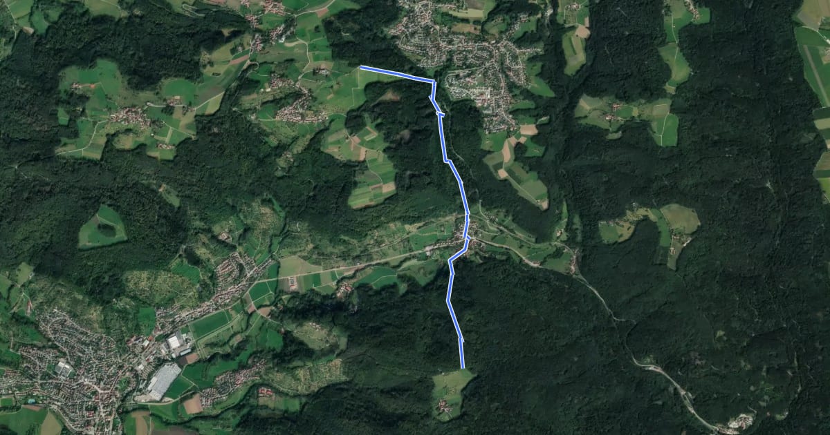 Маршрут Querweg des SAV (blauer Punkt) на спутниковом снимке
