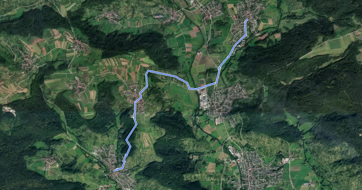 Маршрут Querweg des SAV (blauer Punkt): Schornbach–Steinenberg на спутниковом снимке