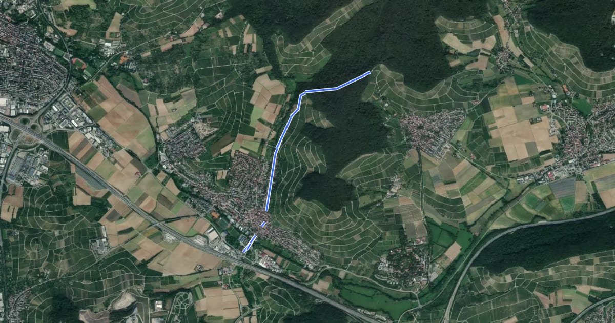 Маршрут Querweg des SAV (roter Punkt) на спутниковом снимке