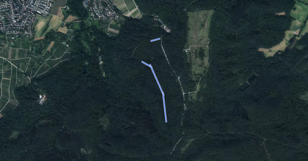 Маршрут Querweg des SAV (roter Punkt) на спутниковом снимке