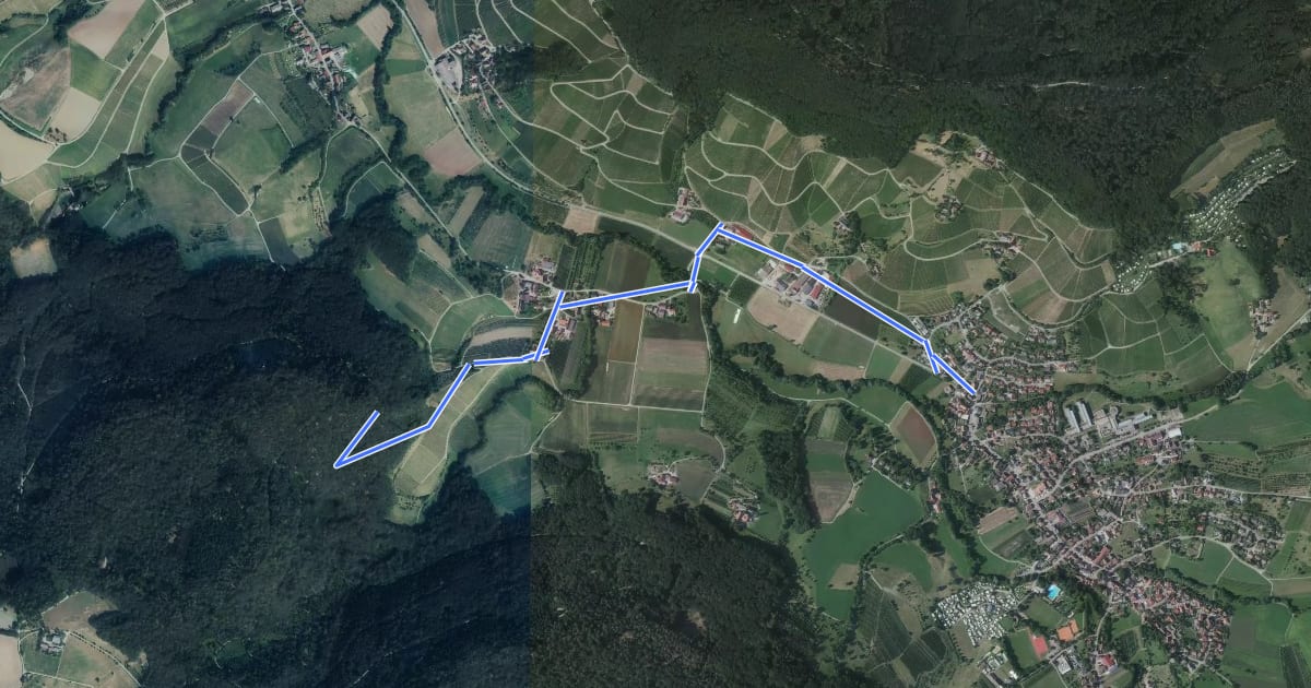 Маршрут Querweg des SAV (roter Punkt) на спутниковом снимке