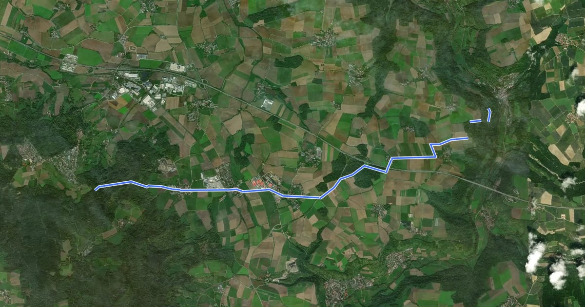 Маршрут Querweg des SAV (roter Punkt) на спутниковом снимке
