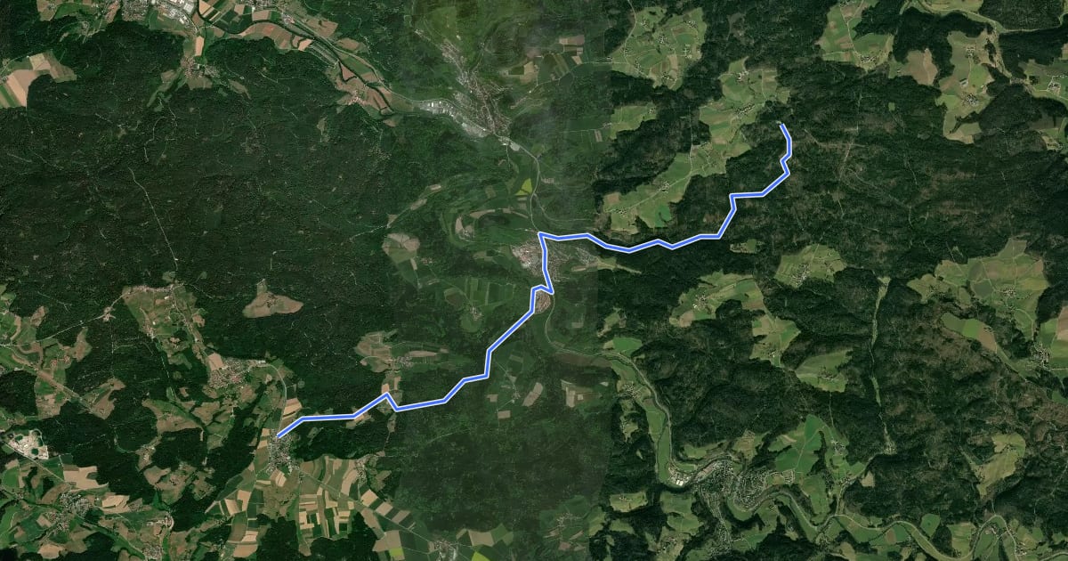 Маршрут Querweg des SAV (roter Punkt) на спутниковом снимке